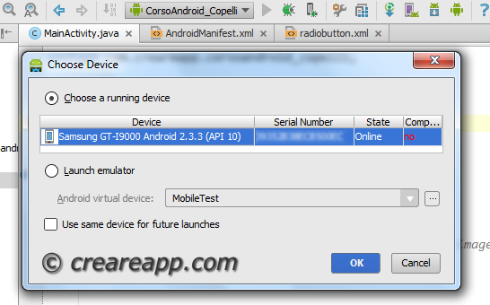 Testare applicazione su dispositivo Android reale